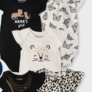 NWT The Children’s Place Baby Girls Leopard Ruffle Bodysuit 5-Pack